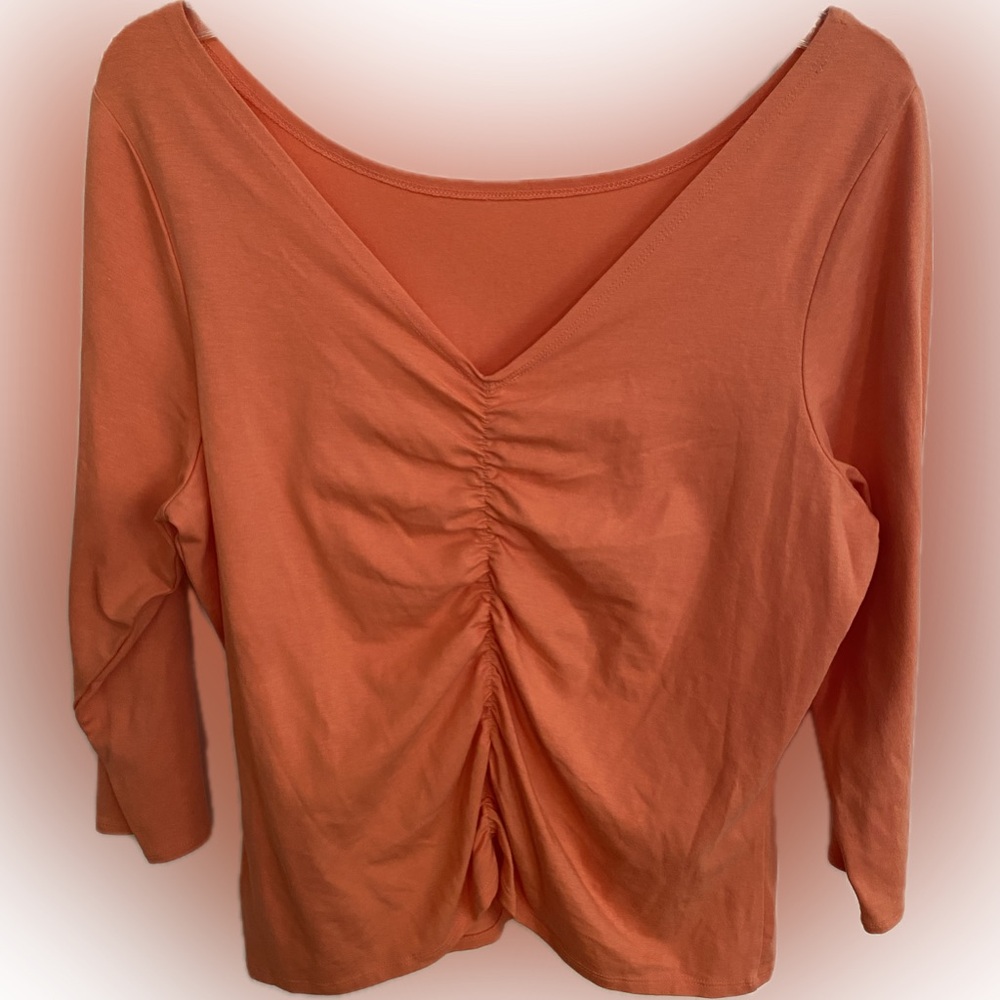Liz Claiborne Tangerine Three-quarter Sleeve Blouse - XL